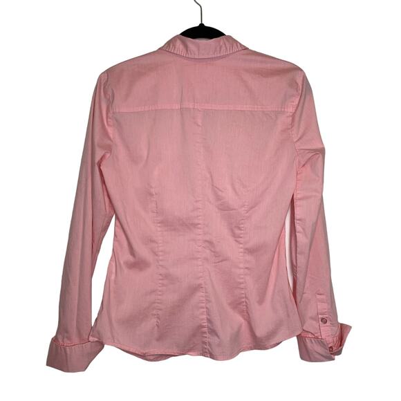 Y2K New York and Co pink button up office siren mean girls ruched size M - Picture 2 of 9